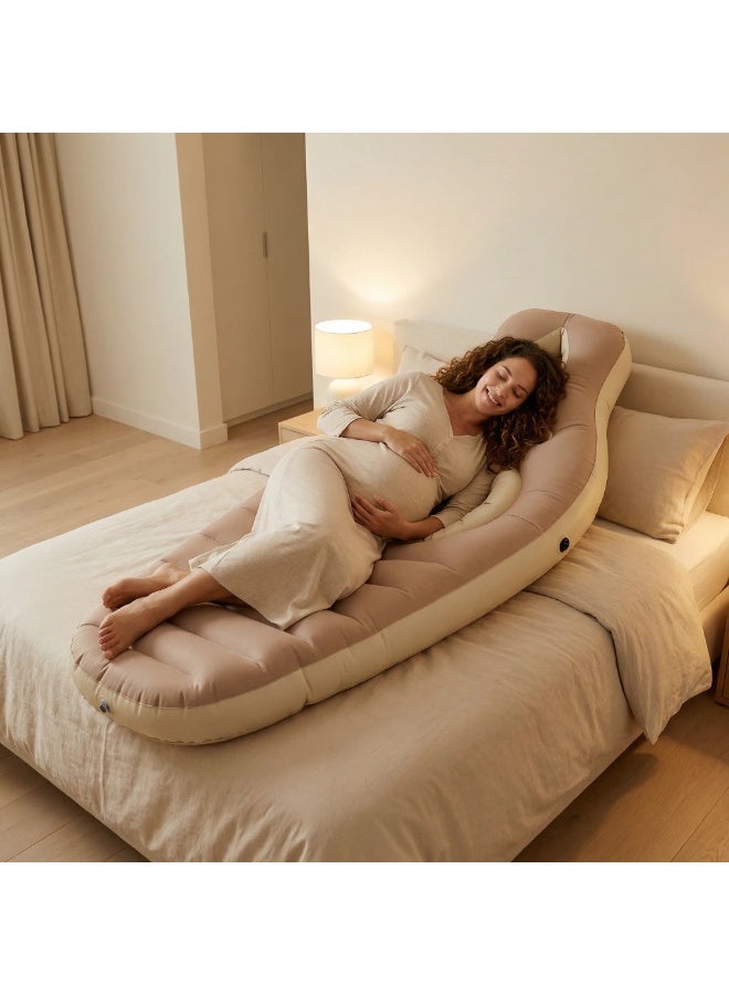 Y&D Inflatable Pregnancy Pillow Air Mattresses Maternity Pillow Support Back Legs Belly Hip Portable Sleeping Pad Full Body Maternity Airbed with Hole Float - Image 5